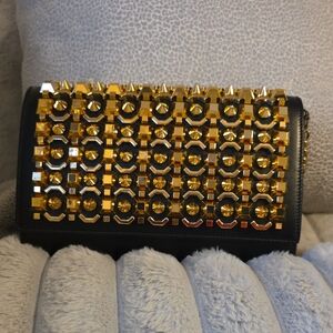 Chic Christian Loubiton Black and Gold Women's Clutch
